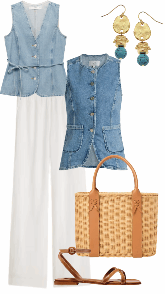 Jean Vests With Linen Pants Jean Vests With Linen Pants