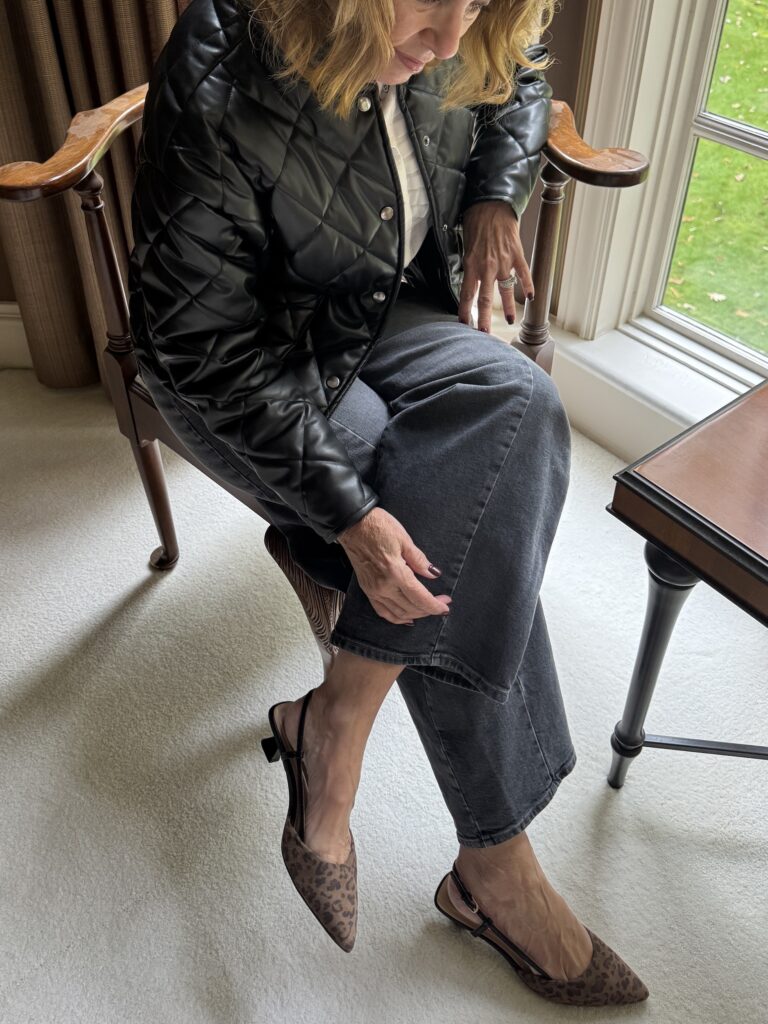 Bev wearing the Havana Slingback Pump