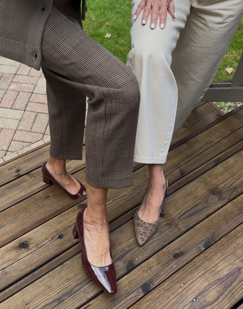 Bev and Val wearing the Dorian Black Heel Pump