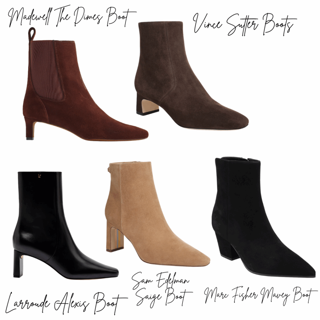 6 Fall Boot Styles Selection of Ankle booties for the fall season.