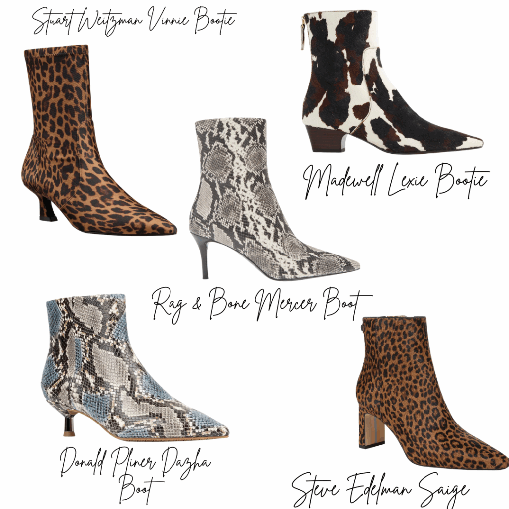 6 Fall Boot Styles Collage of animal print boots.