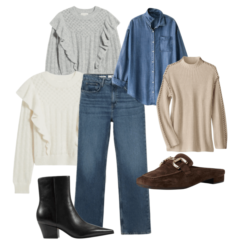 Your October Favorites Sweater | Shirt | Sweater | Jean | Sweater | Bootie | Slide