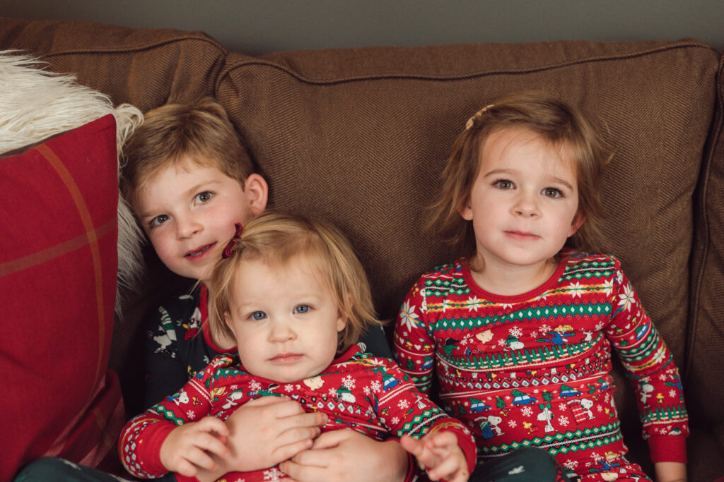 Bed Head Pajamas Kids wearing holiday PJs.