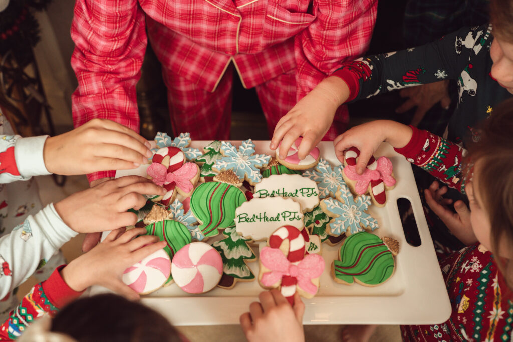 Kids enjoying Christmas treats.