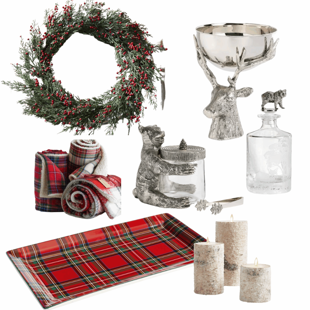 Holiday Gifts for Her 2025 Holiday Gifts for Her 2025: Wreath Chargers | Champagne Bucket | Stewart Plaid Throw | Ice Bucket | Decanter | Tray | Candles