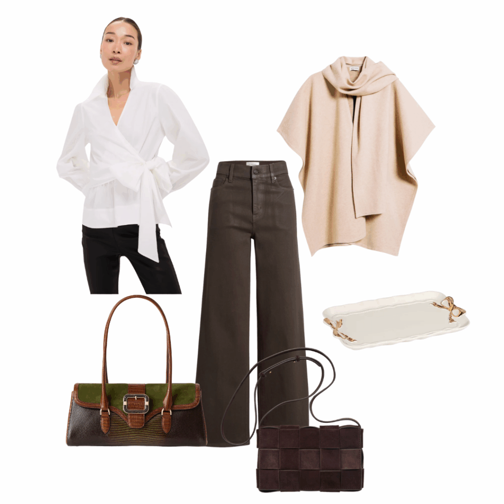 November Favorites November Favorites: White Shirt / Purse / Coated Jean / Poncho / Tray / Purse