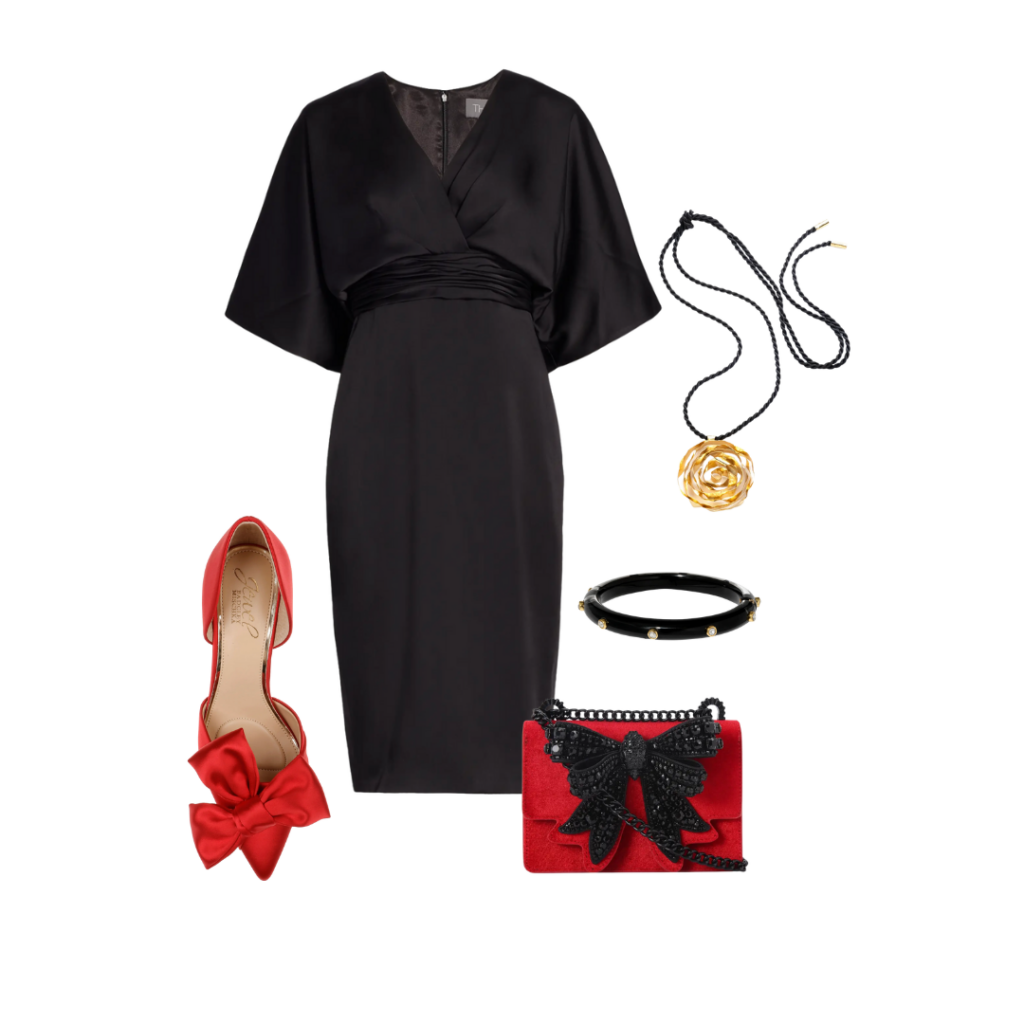 New Years Eve Outfits Heels / Dress / Necklace / Bracelet / Purse