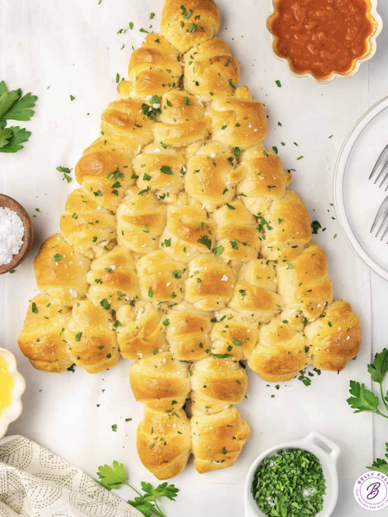 Christmas Tree Shaped Appetizers and Desserts BellyFull Christmas Tree Crescent Roll Bread