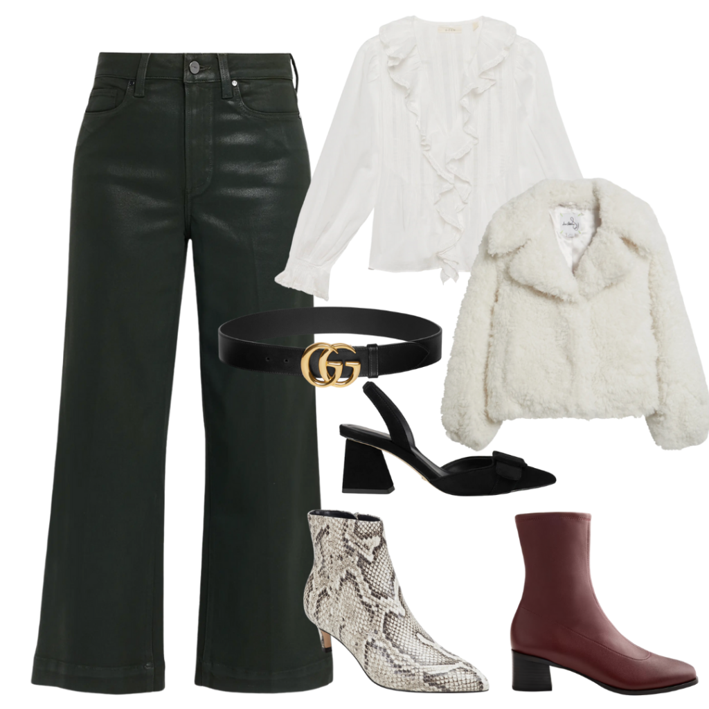 What Shoes To Wear With Black Pants Black Faux Leather Pants Outfit Idea