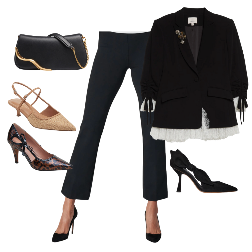 What Shoes To Wear With Black Pants Flare Black Pant Outfit Idea