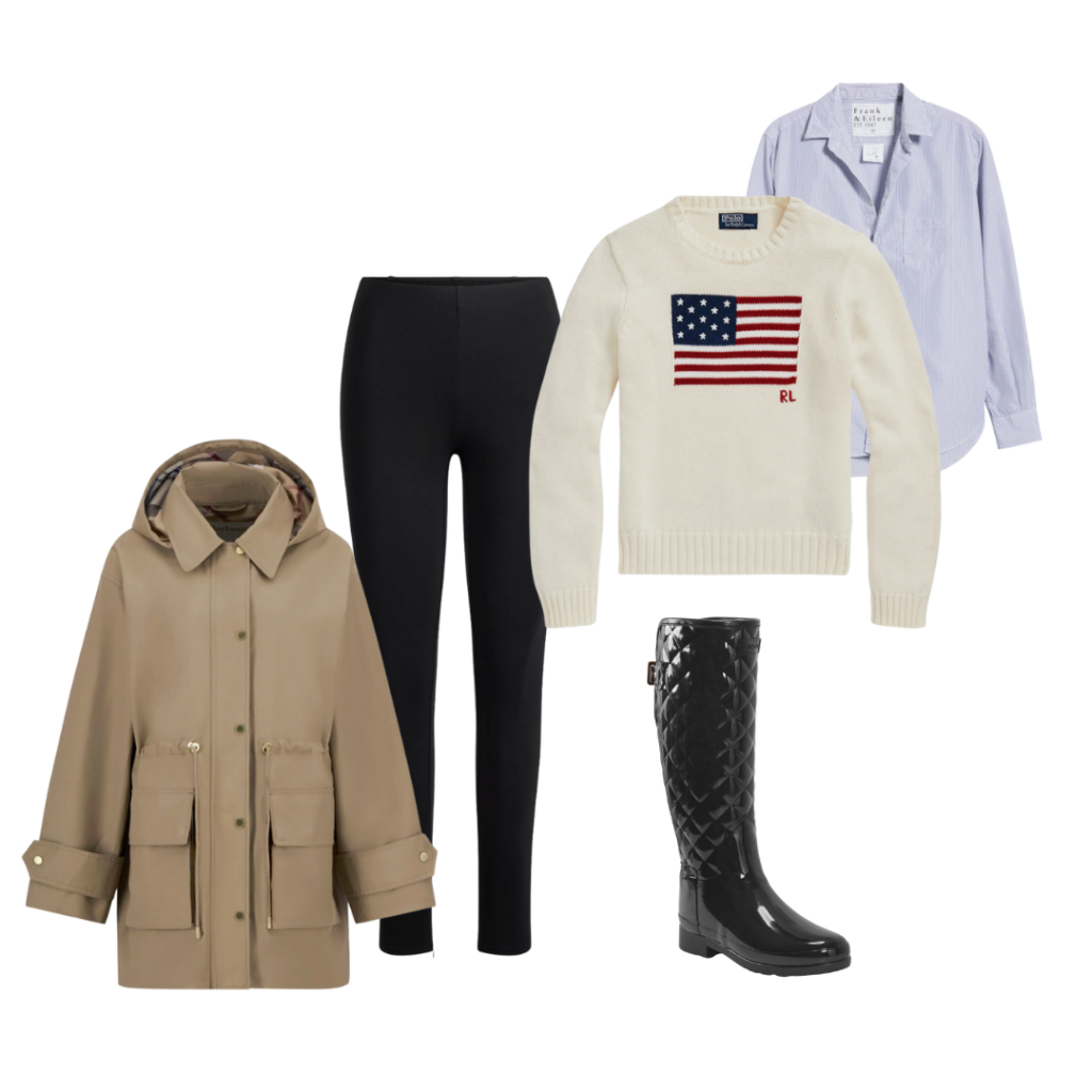 Boot Season Raincoat / Leggings / Boots / Sweater / Shirt
