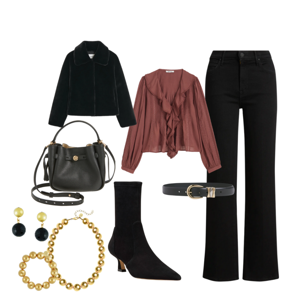 Boot Season Boot Season: Coat / Purse / Earrings / Bracelet / Necklace / Blouse / Boots / Belt / Jeans