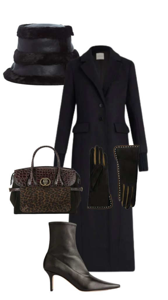Black Statement Coats for Women Hat | Coat | Purse | Gloves | Booties