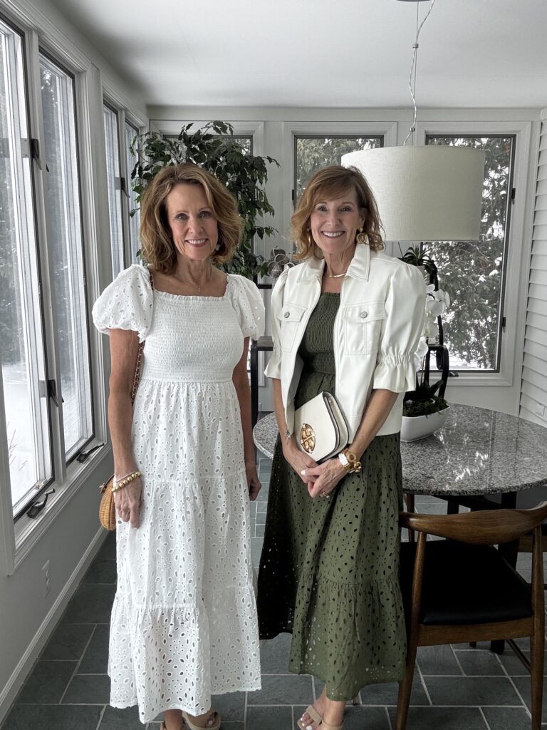 Sun Dresses Bev & Val wearing Pretty Garden Summer Eyelet Dress