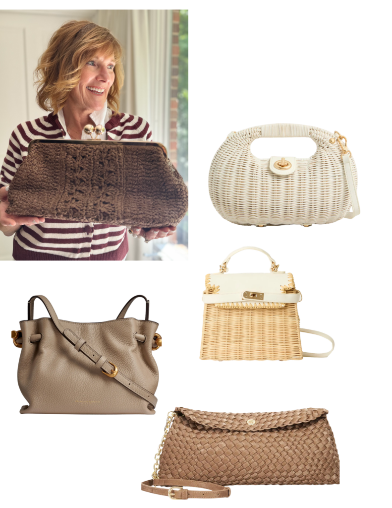 Summer Style Target Straw Kiss Bag / Tuckernuck Esme Bag / BTB Los Angeles Louis Bag / Donna Karan Cashmere Bag / Dune London Bag