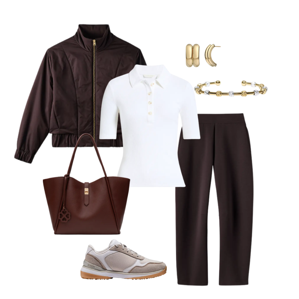 Fall Golf Outfits for Women Espresso Brown and White Fall Golf Outfits for Women