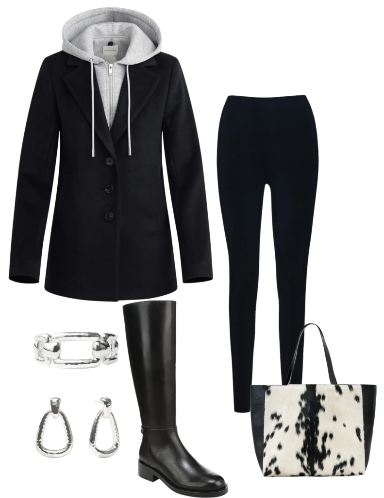 Fall Coats Jacket / Cuff / Earrings / Legging / Boot / Tote